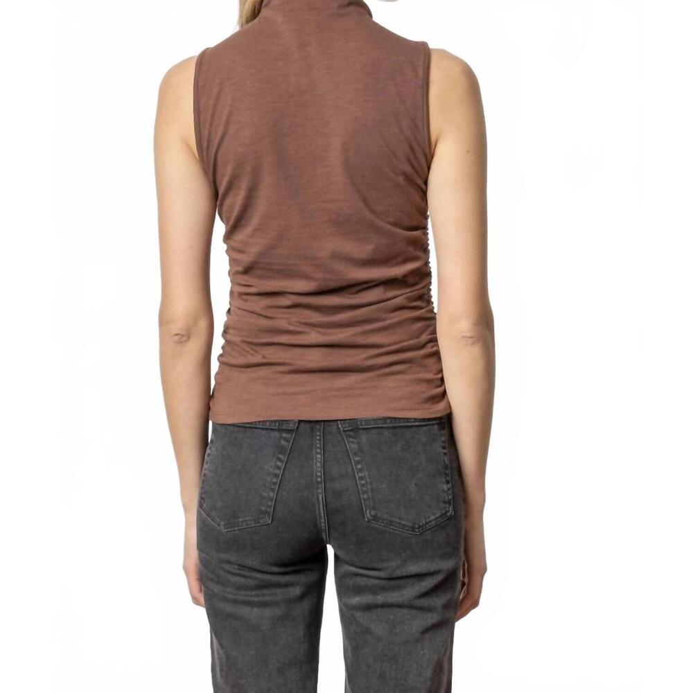NEW LILLA P shirred mock neck tank top in java - Picture 3 of 3